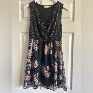 Pins & Needles Black Floral Mini Dress